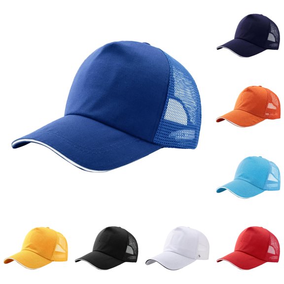Xijirk Unisex Summer Front Solid Rear Mesh Headwear Brim Edged Detail Rear Adjustable Frame for Outdoor Trips Daily Open Air Moments,Blue,One Size