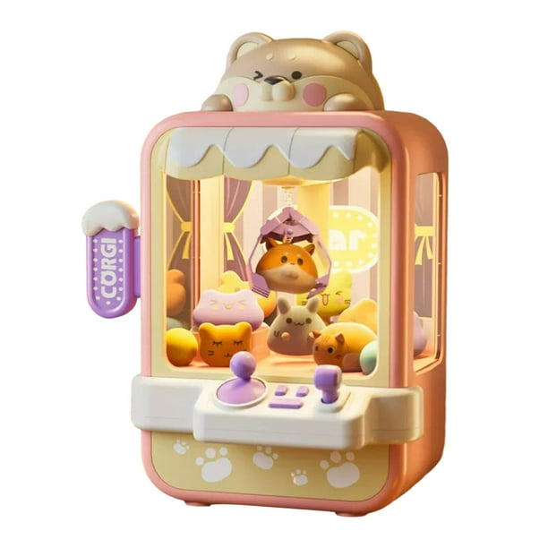 Máquina de garra de mesa, juguetes electrónicos pequeños con luces y sonido, juego emocionante Rosa