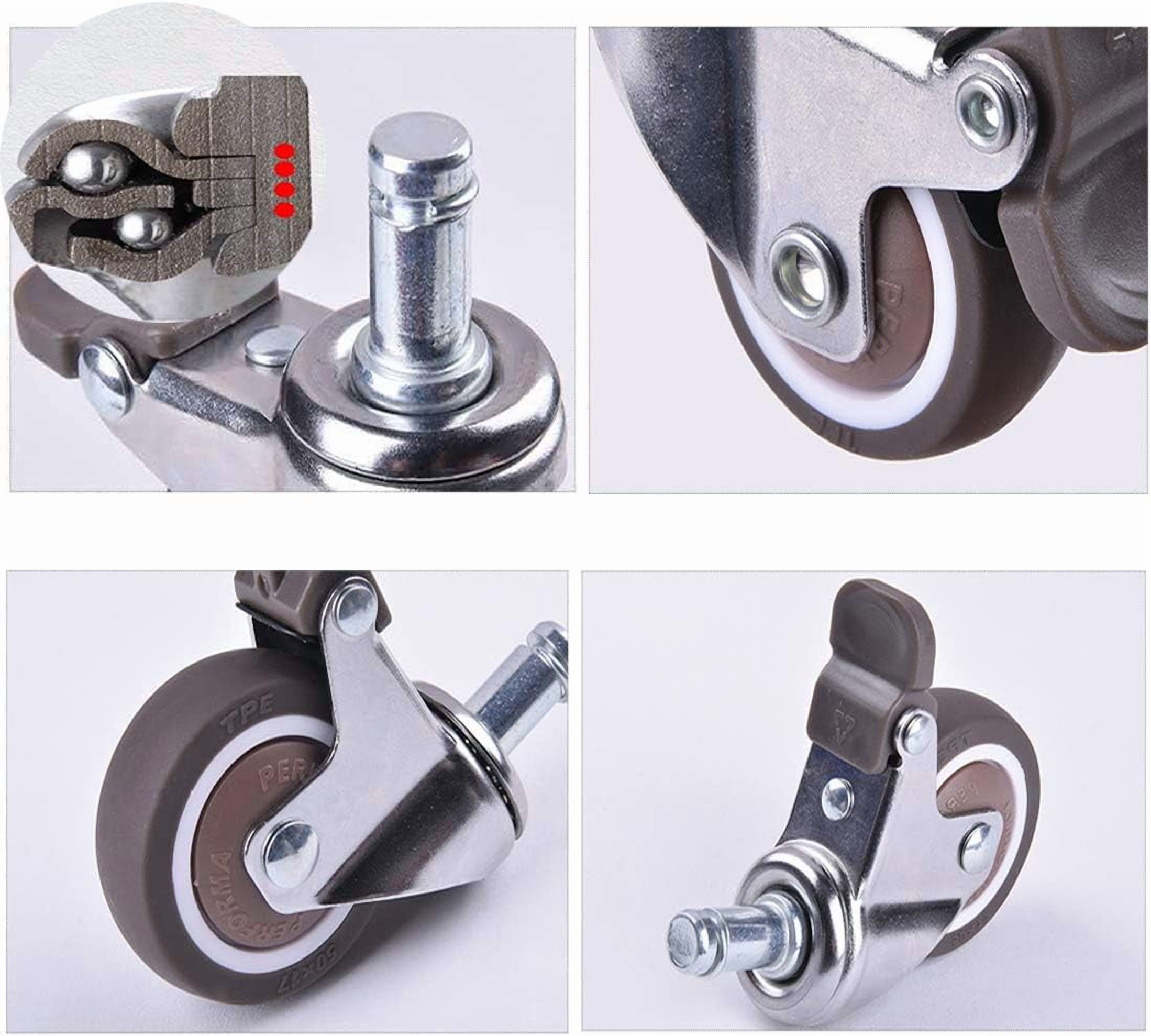 Gamvdout Plate Casters 4X Office Chair Moving Caster Wheels Trolley Furniture Replacement Castors Wheels Heavy Duty Castor Wheels 360° Swivel Rubber Caster Wheels Standard Stem Caster (Brake+universa