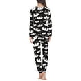 thumbnail image 3 of Renewold Halloween Holiday Pajama for Women Stars Bats Pajama Shirt Tops & Pants Set of 2 Thermal Round Neck Pullover Sleep Wear Skin Friendly Sweatshirt Size 4XL, 3 of 5