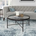thumbnail image 2 of Pemberly Row Metal 36" Round Glass Top Coffee Table in Black and Bronze, 2 of 7