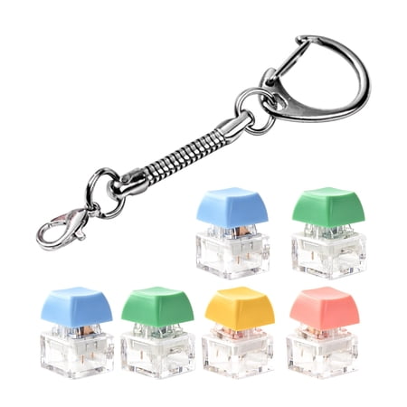 Silver Keyboard Fidget Set (1 Main +5 Subs +1 Chain +6 Keycaps) 2.8cm Stress Reliever & Keychain Accessory (1 set)