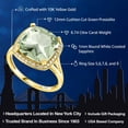 thumbnail image 2 of Gem Stone King 6.74 Cttw 10K Yellow Gold Green Prasiolite and White Created Sapphire Ring for Women | Center Cushion Cut 12MM | Gemstone Birthstone | Size 5 to 9, 2 of 5