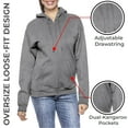 thumbnail image 3 of 3-Pack Women’s Oversize Loose Fit Fleece-Lined Full-Zip Hoodie (S-2XL), 3 of 6
