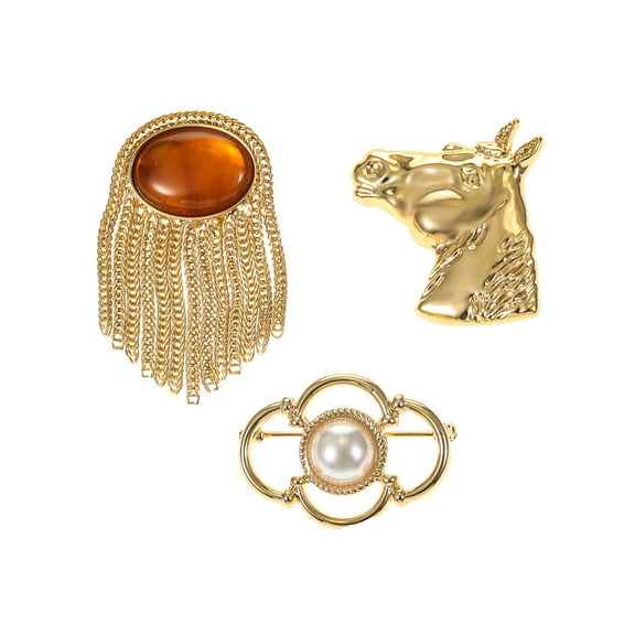 Time and Tru Goldtone Equestrian Motif Brooch/Pin Set, 3 Pieces