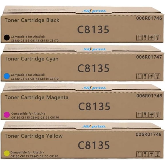 High Yield Xerox AltaLink C8130 C8135 C8145 C8155 C8170 Toner Cartridge Replacement for 006R01746 006R01747 006R01748 006R01749 (Black:59,000 Pages,CYM:21,000 Pages)