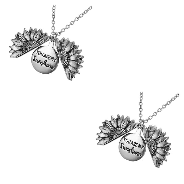 Guardurnaity Girasol Collar Aleación Exquisita Forma Floral Ampliamente Aplicable Colgante Chica Suministros Moda Decoración Romántica Joyería Oro rosa 2Conjunto