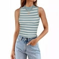 thumbnail image 2 of YAYUBA Yellow Crop Top for Women Women's Sleeveless Ribbed High Neck Slim Fit Striped Tank Top Summer Going Out Clothes Outfits 2026, 2 of 5