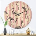 thumbnail image 2 of Designart 'Flamingo on Pink Retro' Mid-Century Modern Wood Wall Clock, 2 of 5