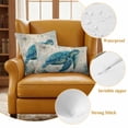 thumbnail image 6 of Teal Sea Turtle Coastal Outdoor Pillow Covers 20x12 Set of 2,Waterproof Patio Throw Pillowcase Protectors,Vintage Summer Beach Nautical Lumbar Decorative Pillow Shams Cushion Covers for Bed Couch, 6 of 8