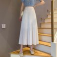 thumbnail image 4 of Quixlent Women Pleated Midi Skirt Elastic High Waist Solid Color Smooth Outline Skirt Slimming Midi Skirt Daily Wear, 4 of 7