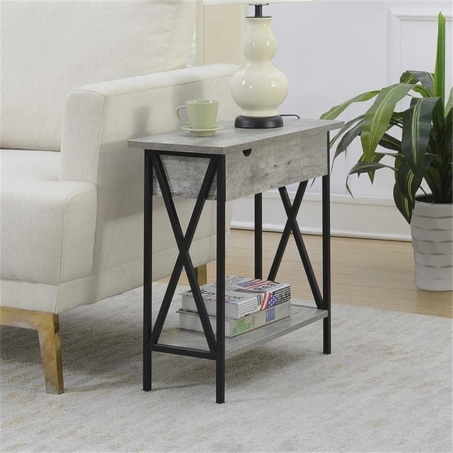 Convenience Concepts Table d'Appoint Électrique à Dessus Rabattable Tucson en Bois Gris Faux Bouleau