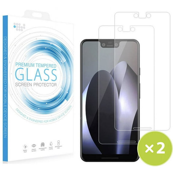 2X Nakedcellphone 9H Hard Tempered Glass Clear Screen Protector Scratch Guard [Crack Saver] for Google Pixel 3 XL (2018)
