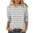 thumbnail image 2 of Hauts pour Femmes T-Shirt à Manches 3/4 Imprimé Cœur de la Saint-Valentin Col Rond Noir TTG, 2 of 6