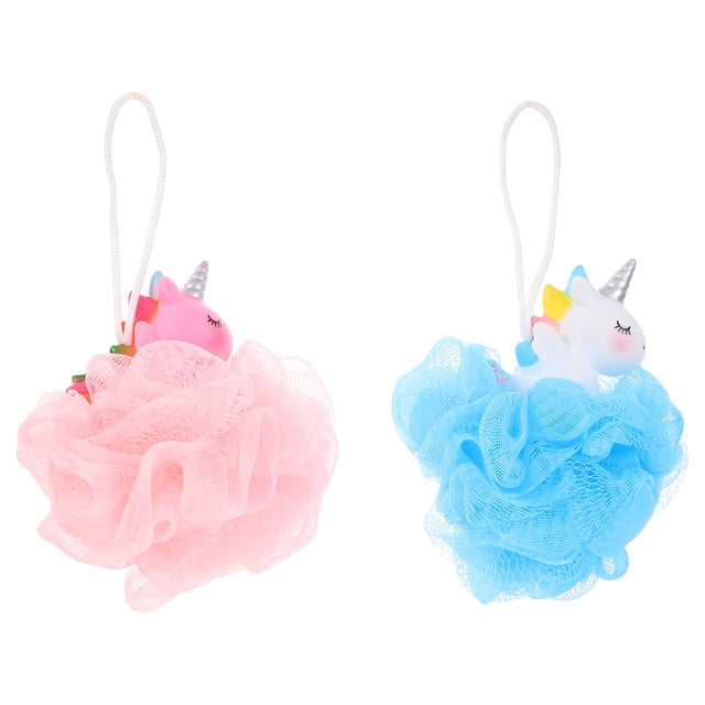ColoMX 2PCS Unicornios Bañera Bañera Bolas de Ducha Exfoliantes Bolas de limpiador para niños