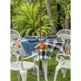 thumbnail image 2 of Outdoor Tablecloth with Umbrella Hole and Zipper, Grey Bunny Easter Round Table Cloth 54 Inch Waterproof Tablecloth, Rabbits Spring Botanical Black White Plaid Picnic Table Cover for Patio Camping, 2 of 7
