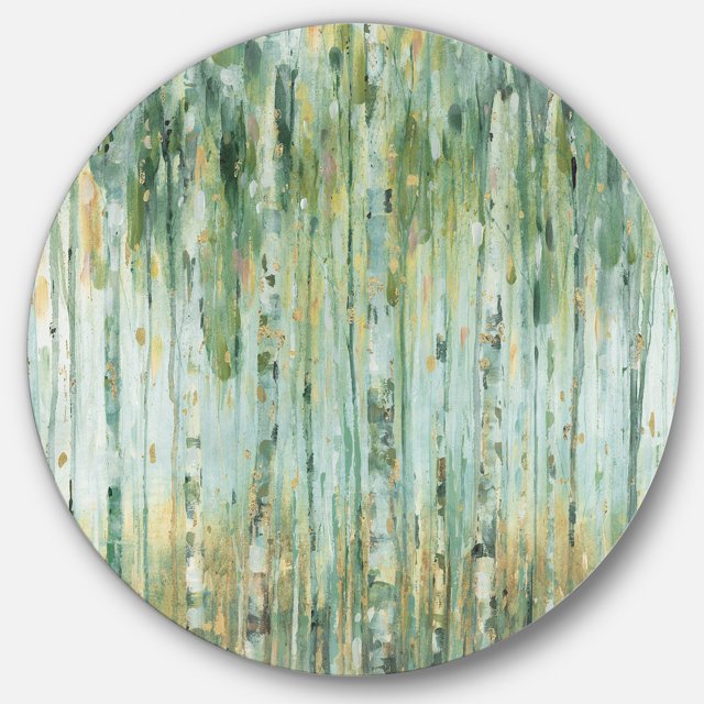 Designart « The birch Forest II » Art Mural Rond en Métal Style Ferme - Disque de 36