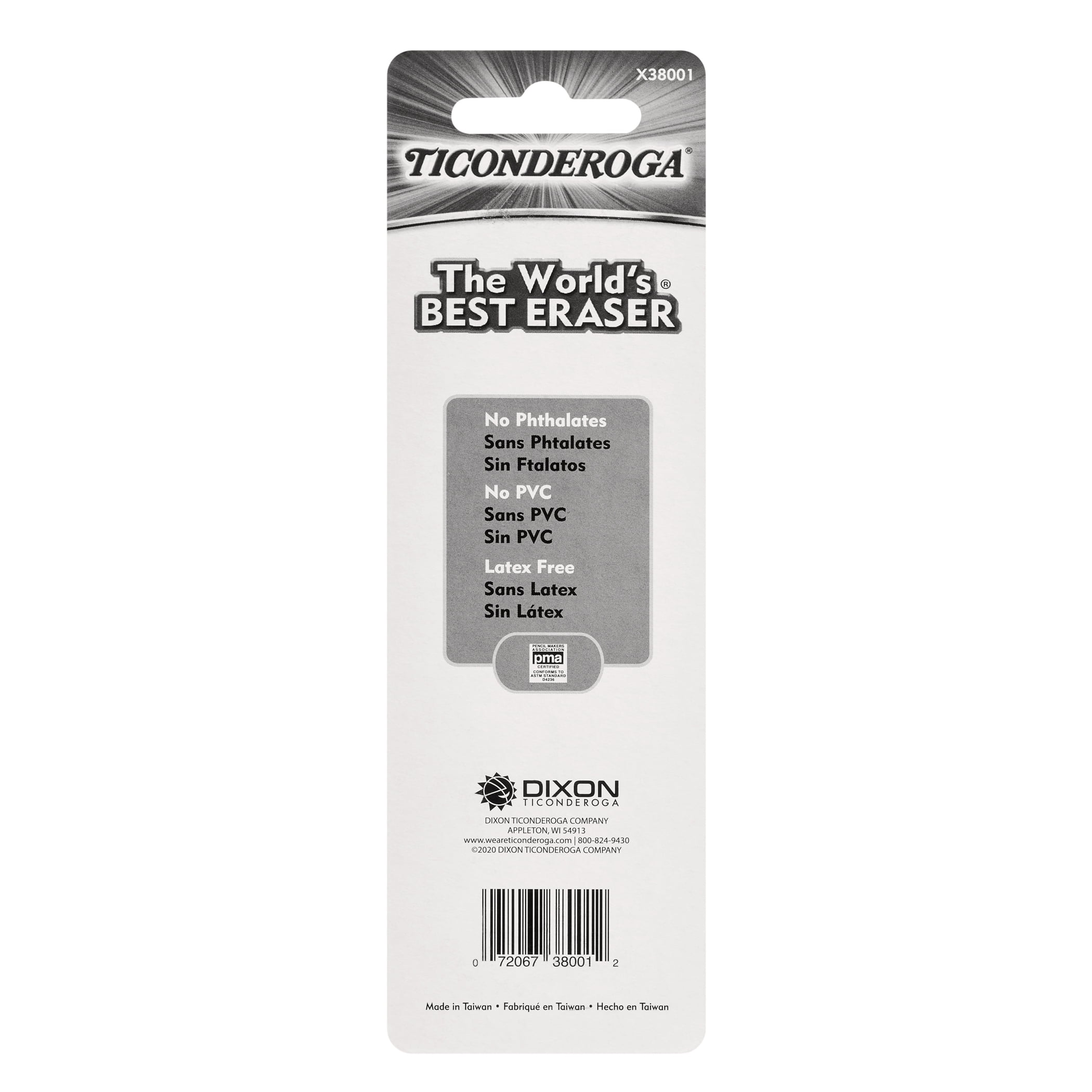 Ticonderoga Retractable White Eraser, Pack of 12