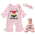 thumbnail image 6 of CAICJ98 My First Christmas Boy Girl Outfit Long Sleeve Christmas Tree Romper Jumpsuit with Headband Newborn Infant One Piece Winter Clothes,Size 3-6 Months, 6 of 9