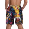 thumbnail image 2 of Lsque Mens Swim Trunks Colorful Daisy Sunflower Cow Pattern - Bathing Suit Compression Liner - Beach Swim Shorts Swimwear - (S-3XL) - Stretch Quick Dry -Medium, 2 of 9