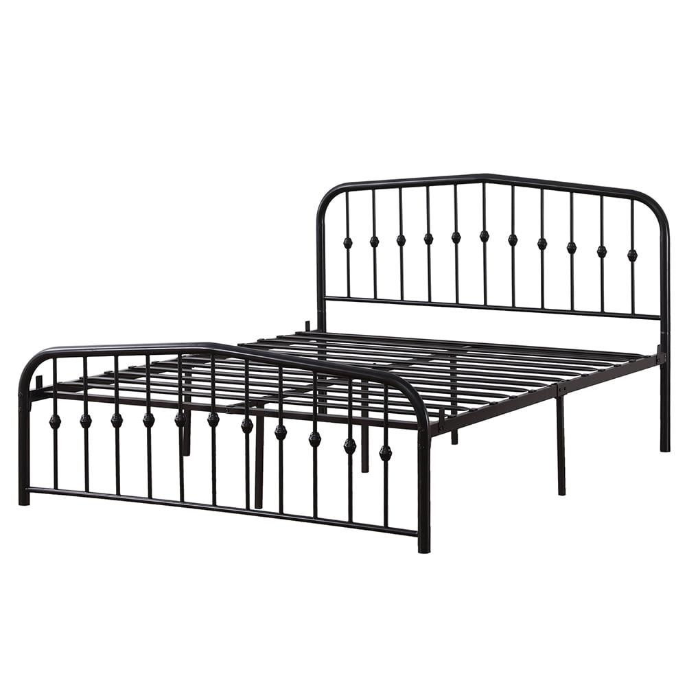 Kepooman Modern Design Single-Layer Iron Curved Frame Bed Vertical Pipe Ball with Black, 63.80"L x 25.20"W x 5.31"H, Queen Kepooman Modern Design Single-Layer Iron Curved Frame Bed Vertical Pipe Ball with Black, 63.80"L x 25.20"W x 5.31"H, Queen
