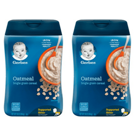 (2 Pack) GERBER Single-Grain Oatmeal Baby Cereal, 16
