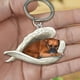 thumbnail image 2 of Lindo perro durmiendo llavero acrílico Ángel colgante Interior del coche colgante decoración de papelería para el hogar (hy), 2 of 5