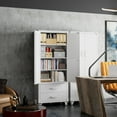 thumbnail image 2 of Aobabo Metal Gargae Cabinet with 2 Drawer & Pegboard, Lockable Storage Cabinet with Wheels, 3 Adjustable Shelves and Hooks, for Home, Office, Garage, Classroom, Assembly Required,White, 2 of 9