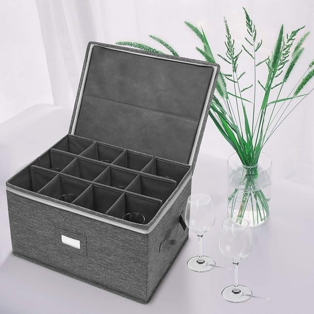 Cajas de almacenamiento, contenedores de caja de almacenamiento para copas de vino para cristalería o cristal, sostiene copas de vino tinto o blanco