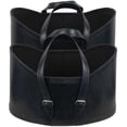 thumbnail image 6 of DecMode 21", 19"W Dark Blue Leather Handmade Magazine Holder with Handles (Set of 2), 6 of 8