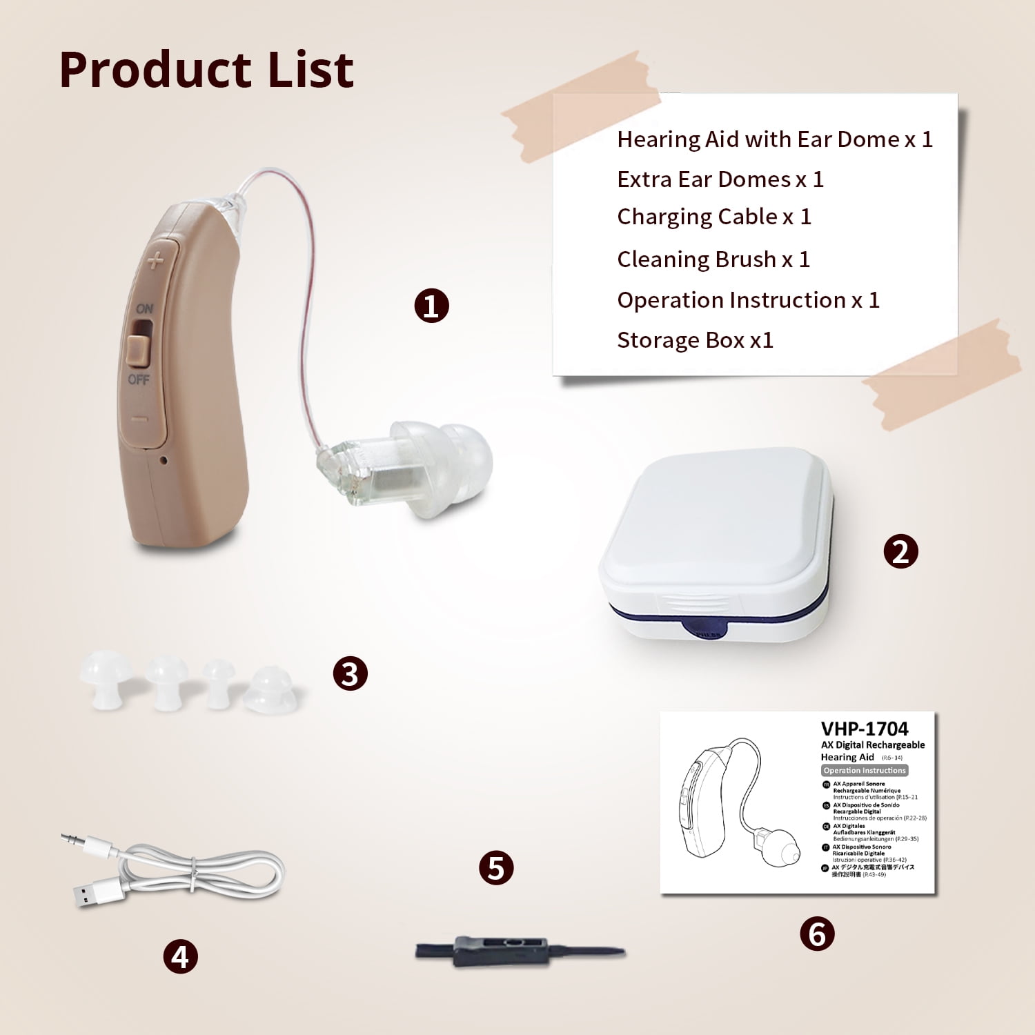 HIBRIQ Receiver-in-Canal Digital Hearing Aids with Noise Cancellation & Clear Sound for Seniors HH-1704