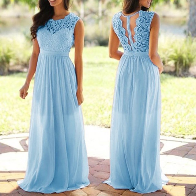 Robes de Demoiselle d'Honneur Élégantes en Dentelle Corail pour Femmes, Robe d'Invitée de Mariage, Bleu TTG