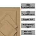 thumbnail image 7 of 4 Piece Zipper Sheet Set Includes (1 Zipper Fitted Sheet, 1 Flat Sheet And 2 Zipper PillowCase) with 15 Inch Deep Pocket 800 TC 100% Egyptian Cotton Solid Taupe Color King Size, 7 of 7