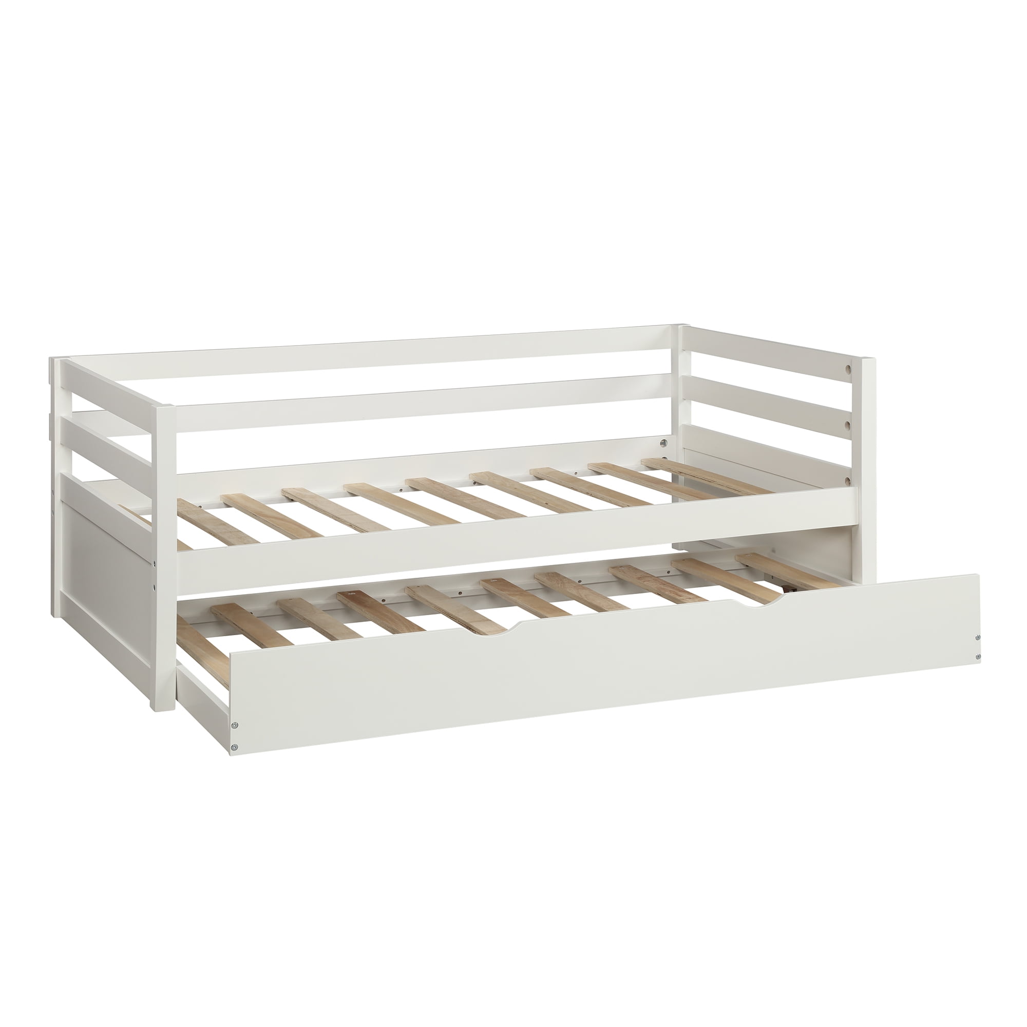 EUROCO Solid Wood Daybed with Trundle, Twin for Kids Bedroom, White