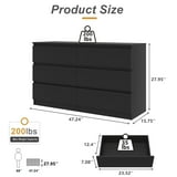 "Kadyn Modern 6 Drawer Dresser, Wood Chest of Drawers, Black, 47.25""x15.75""x27.95" - Walmart.com