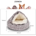 thumbnail image 2 of Bed Round Plush Fluffy Hooded  Bed Cave, Cozy for Indoor Cats or Small  beds,  Pet Beds Doughnut Calm Anti-nxiety  Bed -  Bottom Washable, (23x23inch, Coffee), 2 of 6