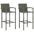 thumbnail image 1 of vidaXL Bar Stools 2 pcs Grey Poly Rattan, 1 of 5