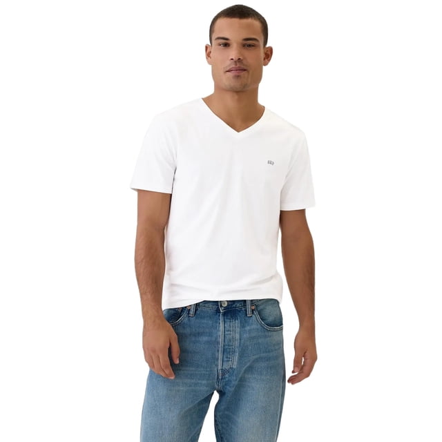 Camiseta GAP de algodón blanco con cuello en V y ajuste regular XS