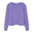 thumbnail image 4 of SGMVNU Cropped Cardigan Sweaters for Womens Button Up Long Sleeve Crewneck Fall Dressy Casual Knit Sweater Jackets(Purple, One Size), 4 of 4