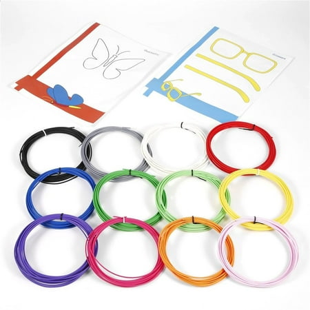 Universal Low Temperature 3D Pen Filament Refills 1.75mm ABS Pack of 12 Different Colors Filament Bundle Easy to Use