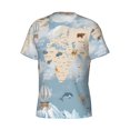 thumbnail image 3 of Rocae Animals Travel World Map for Men's Moisture-Wicking Crew Tee - T-Shirt for Sports, Outdoor Activities, and Casual Wear, 3 of 9