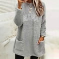 thumbnail image 2 of Sexlip Crewneck Sweatshirt Women Round Neck Casual Oversized Fleece Long Sleeve Pullover Warm Winter Tops with Pockets Gray M, 2 of 4