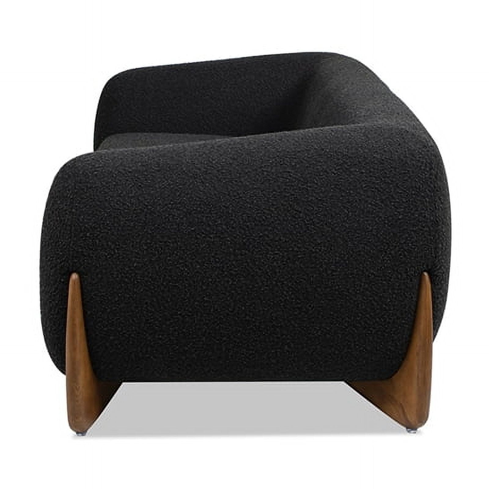 Jennifer Taylor Home Alpine 90.5" Modern Scandinavian Boucle Minimalist Round Arm Sherpa Sofa, Ebony Black