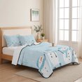 thumbnail image 5 of Quilts Twin Size Bedding Set, Lake Blue Snowman Christmas Lightweight Quilted Comforter, Xmas Snowflake Winter Snowman Soft Reversible Bedspread Coverlet with Pillow Covers for All Season, 68" x 86", 5 of 9