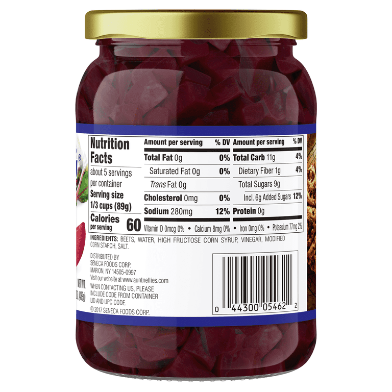 Calorie Counter Calories In Pickled Beetroot Aunt Nellie's Harvard