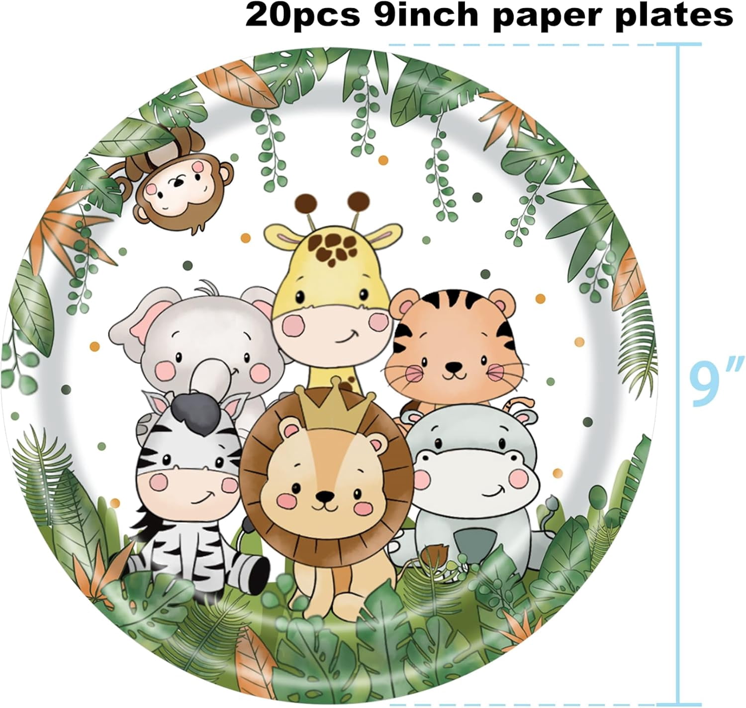 162 Pcs Jungle Safari Birthday Party Supplies Decorations, Jungle Animals Disposable Tableware Sets, Include Cup Plate Napkin Straw Forks Spoons Knifes Tablecloth and Banner, Serves 20 Guests
