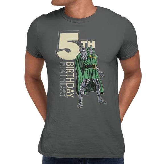 Marvel Comics Retro Dr. Doom 5th Birthday Men's T Shirt (Charcoal, S-XXXL)