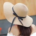 thumbnail image 5 of Yirtree Womens Big Bowknot Straw Hat Large Floppy Foldable Roll up Beach Cap Sun Hat UPF 50+ Women Summer Wide Brim Floppy Straw Ribbon Bow Sun Hat Beach Bucket Cap, 5 of 8