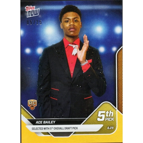 2025 Topps Now Ace Bailey #D5 Orange Foil /25 Utah Jazz Rookie RC Basketball Card