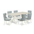 thumbnail image 6 of East West Furniture X-Style 7-piece Wood Dining Table Set in White/Baby Blue, 6 of 10